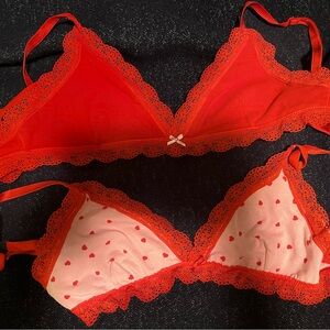 Valentines Red and Pink Heart Bralette Set